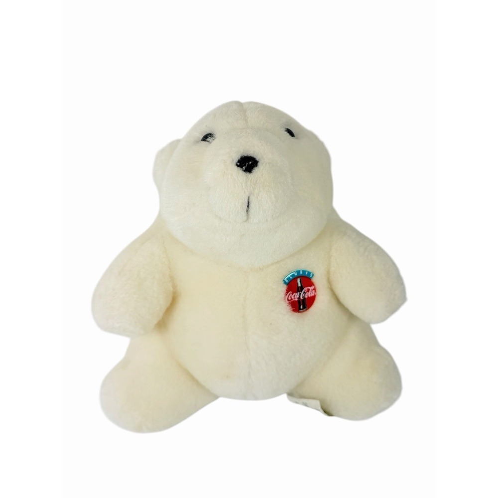 Coca-Cola Plush Polar Bear with Always Coca Cola Badge 7" 90s VTG Stuffed Animal